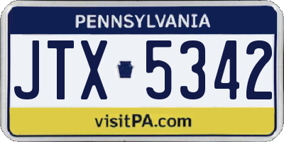 PA license plate JTX5342