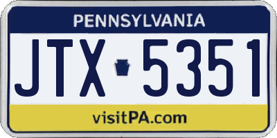 PA license plate JTX5351