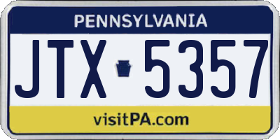 PA license plate JTX5357