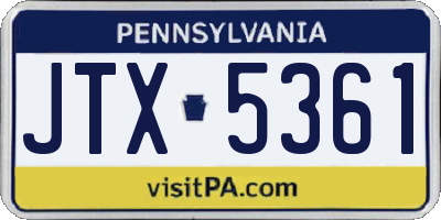 PA license plate JTX5361