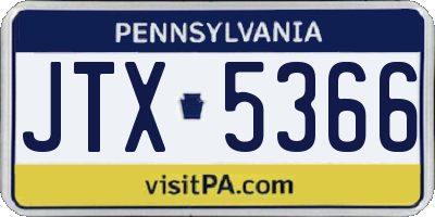PA license plate JTX5366