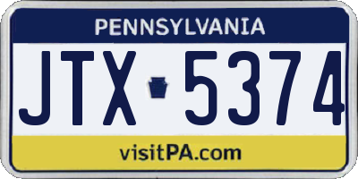 PA license plate JTX5374
