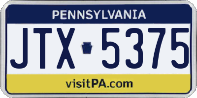 PA license plate JTX5375