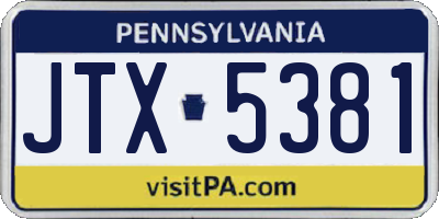 PA license plate JTX5381