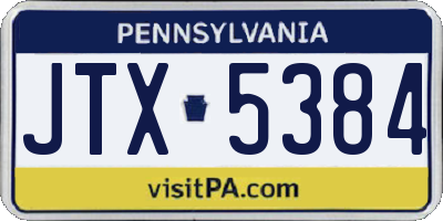 PA license plate JTX5384