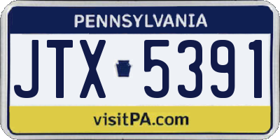 PA license plate JTX5391