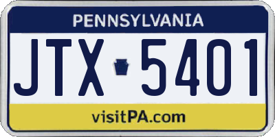 PA license plate JTX5401