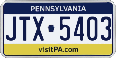 PA license plate JTX5403