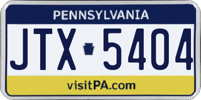 PA license plate JTX5404