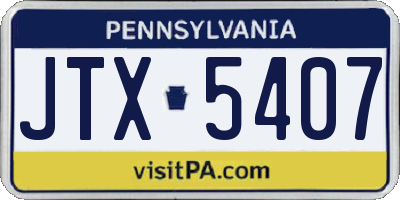 PA license plate JTX5407