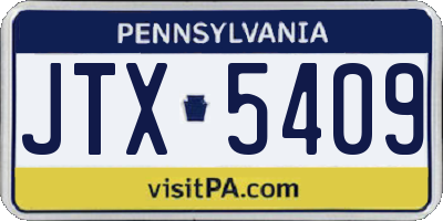 PA license plate JTX5409