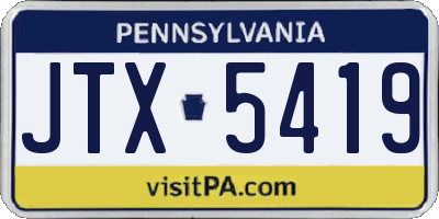 PA license plate JTX5419