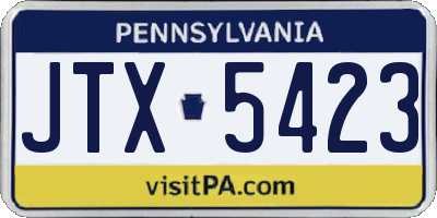 PA license plate JTX5423
