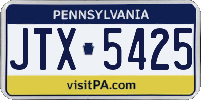 PA license plate JTX5425