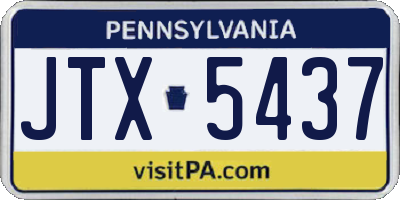 PA license plate JTX5437