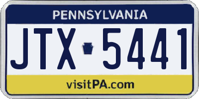 PA license plate JTX5441