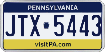 PA license plate JTX5443