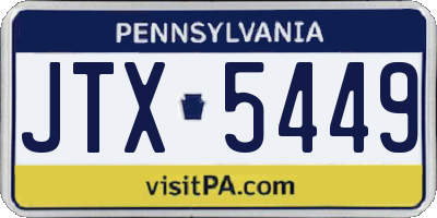 PA license plate JTX5449