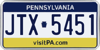 PA license plate JTX5451