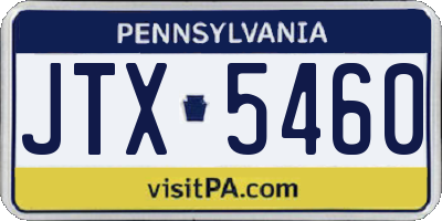 PA license plate JTX5460