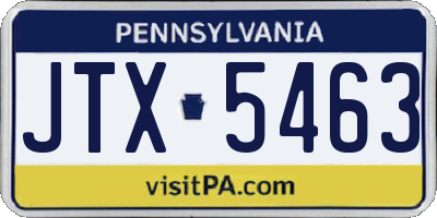 PA license plate JTX5463