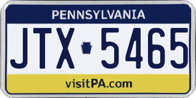 PA license plate JTX5465
