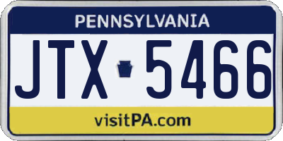 PA license plate JTX5466