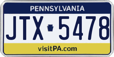PA license plate JTX5478