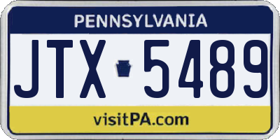 PA license plate JTX5489