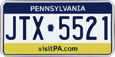 PA license plate JTX5521