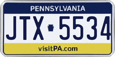 PA license plate JTX5534