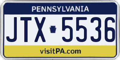 PA license plate JTX5536