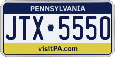 PA license plate JTX5550