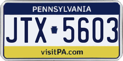 PA license plate JTX5603