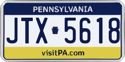 PA license plate JTX5618