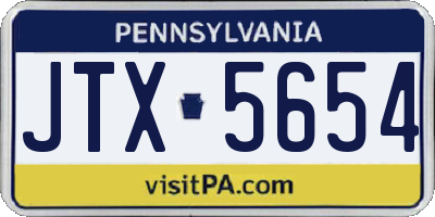 PA license plate JTX5654