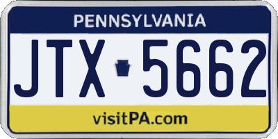 PA license plate JTX5662