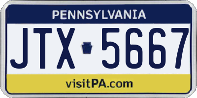 PA license plate JTX5667