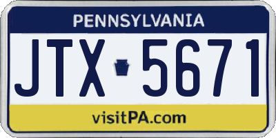 PA license plate JTX5671