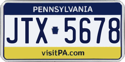 PA license plate JTX5678