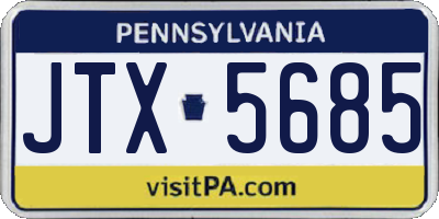 PA license plate JTX5685