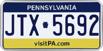 PA license plate JTX5692