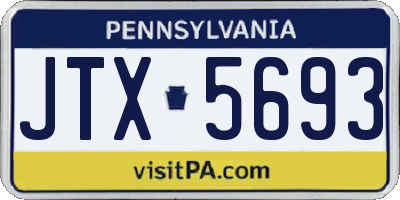 PA license plate JTX5693