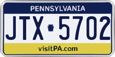 PA license plate JTX5702