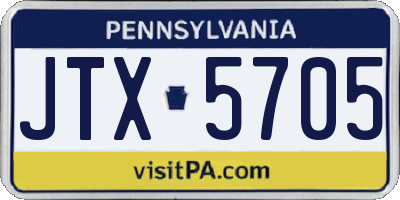 PA license plate JTX5705