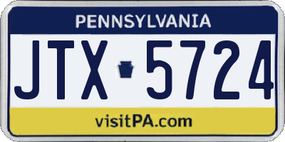 PA license plate JTX5724