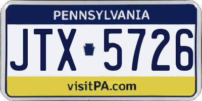 PA license plate JTX5726