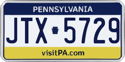 PA license plate JTX5729