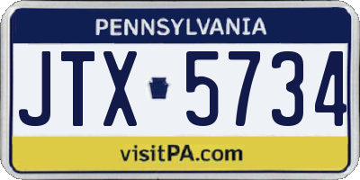 PA license plate JTX5734
