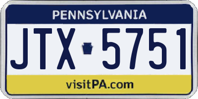 PA license plate JTX5751